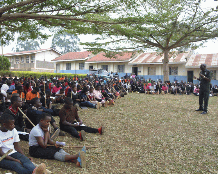 students of St Joseph's Kakindu in mityana undergoing patriotism training