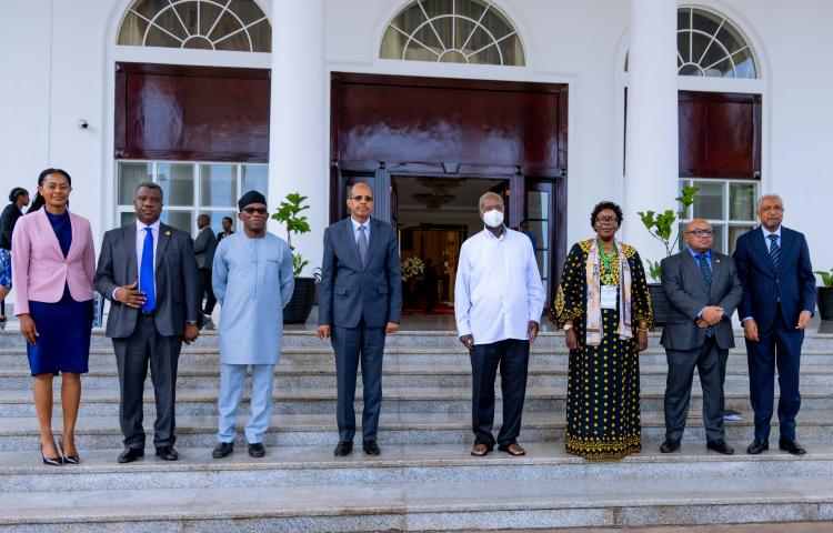 President Museveni welcomes newly Elected AU Commission Chairperson Mahmoud Ali Youssouf to Uganda -24th April 2025